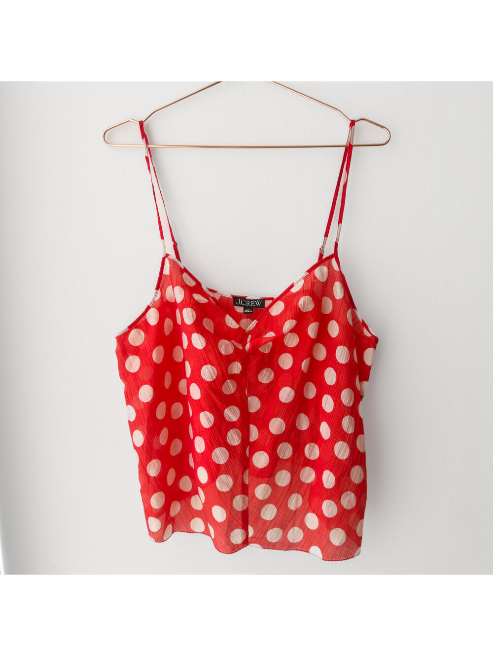 NWT J.Crew Red and White Large Polka Dot Cami XXL